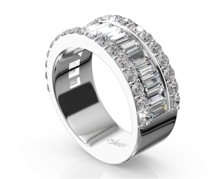 Baguette and Brilliant Round Diamond Anniversary Band (2 2/3 ct. tw.) 360° view