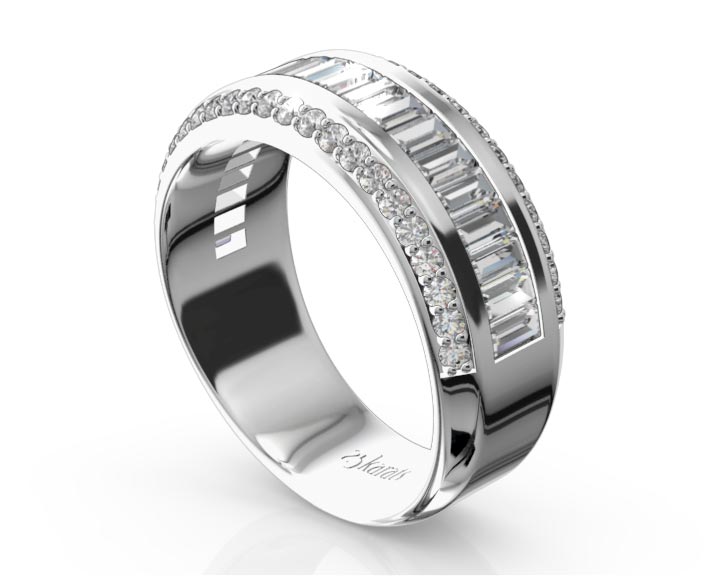 Brilliant Round and Baguette Women Diamond Ring (1 3/4 ct. tw.)  360° view