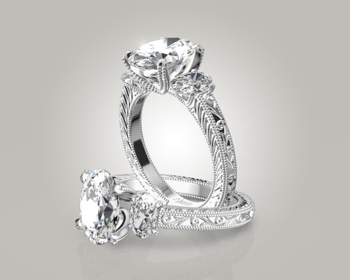 Sapphire Baguette And Round Brilliant Diamond Anniversary Band 360° view