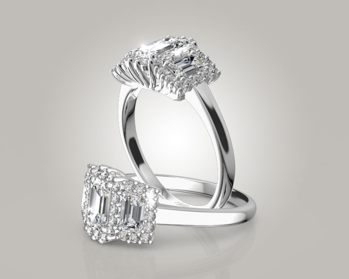 Past Present Future Halo Diamond Engagement Ring (1.10 ct. tw.) 360° view