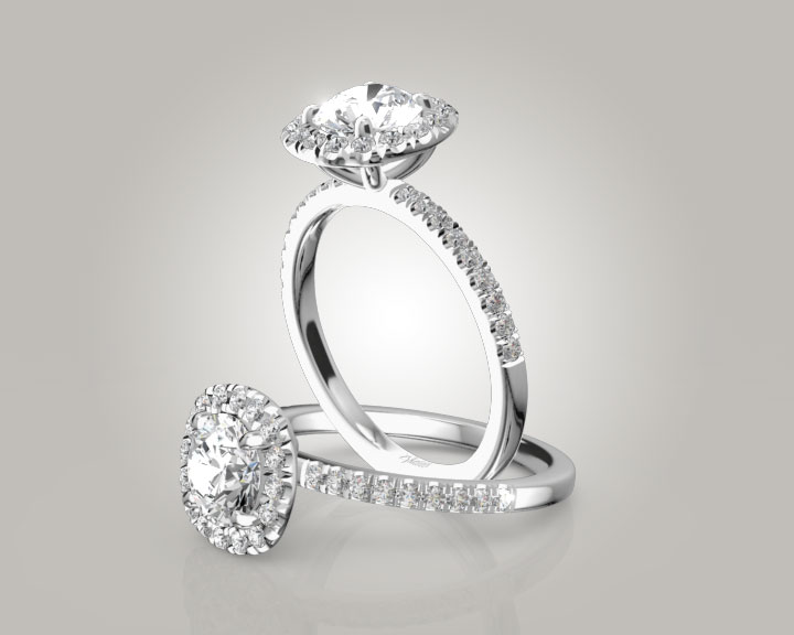 Hand Forged Micro Pave Set Diamond Engagement Ring (1/2 ct. tw.) 360° view