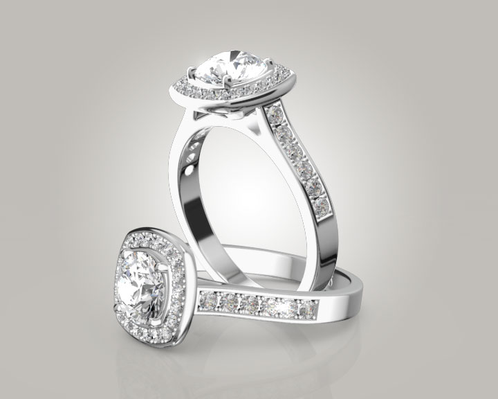 Joyful Halo Pave Set Diamond Engagement Ring (1/2 ct. tw.)  360° view