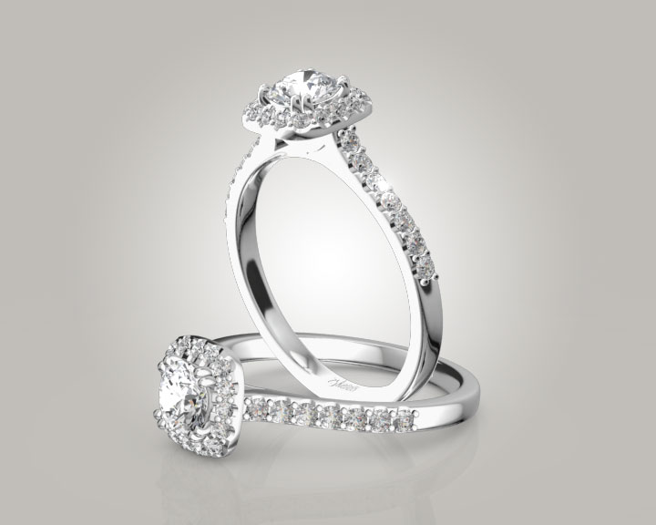 Cushioned Halo Micro Pave Diamond Engagement Ring (1/2 ct. tw.) 360° view