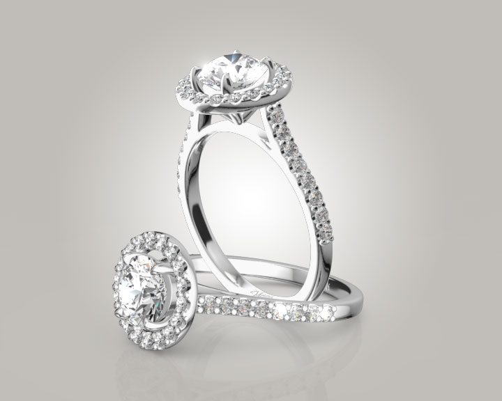 Celebration Halo Micro Pave Set Diamond Engagement Ring (1/2 ct. tw.) 360° view