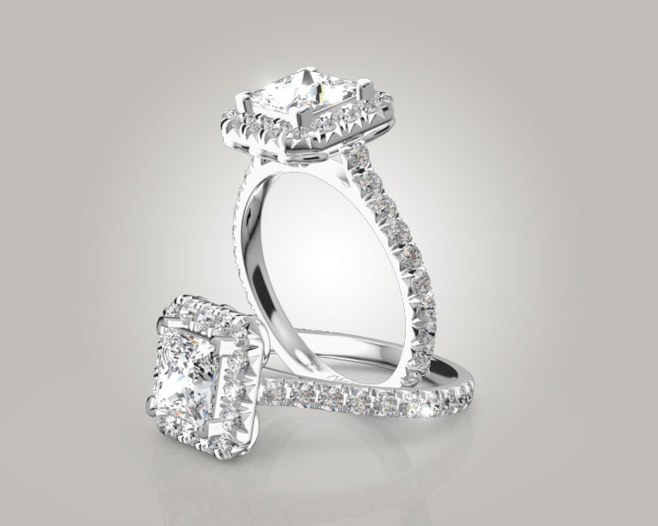 Micro Pave Setting Halo Engagement Ring (7/8 ct. tw.) 360° view