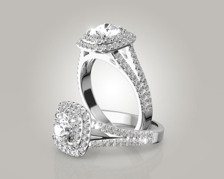 Split Shank Two Tier Halo Engagement Ring (3/4 ct. tw.) 360° view