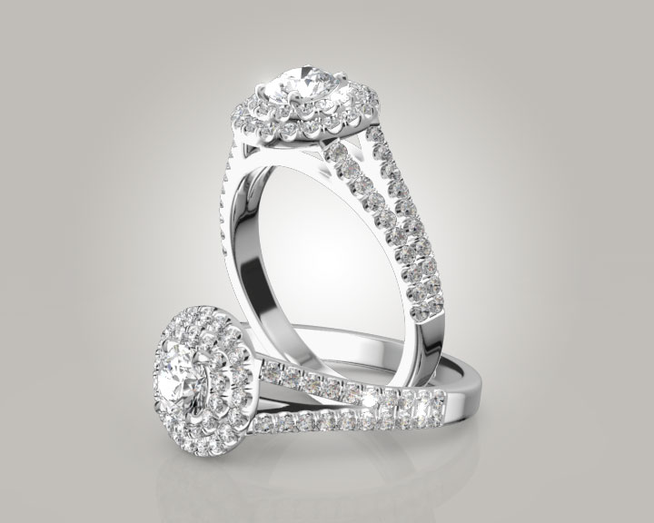 Split Shank Scalloped Micro Pave Engagement Ring (5/8  ct. tw.) 360° view