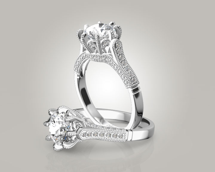 Antique Crown 8-Prong Diamond Engagement Ring (1/3 ct. tw.) 360° view