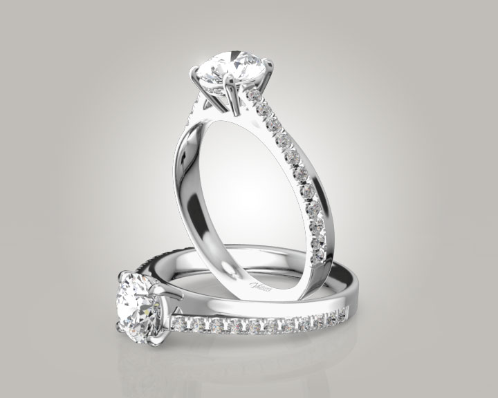 Micro Pave Set 4-Prong Center Diamond Engagement Ring (1/3 ct. tw.) 360° view