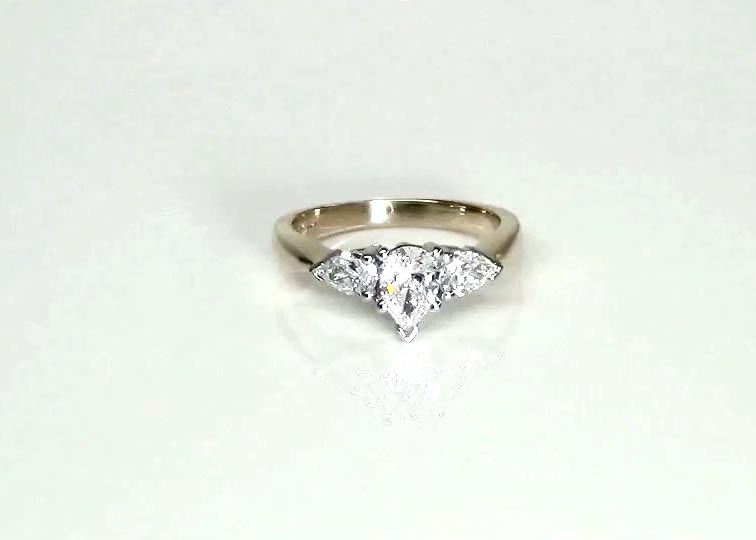 Pear Cut Prong Set with Airline Diamond Engagement Ring (0.50 ct. tw.) 360° view