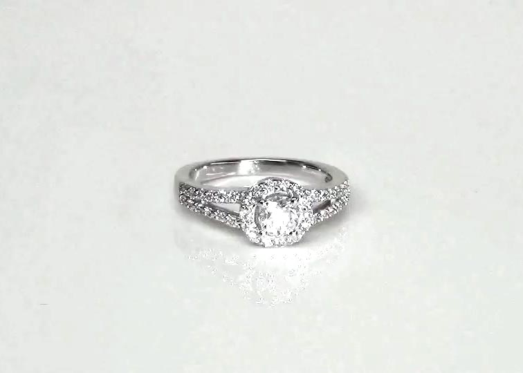 Prong Set Halo Diamond Engagement Ring (0.38 ct. tw.) 360° view