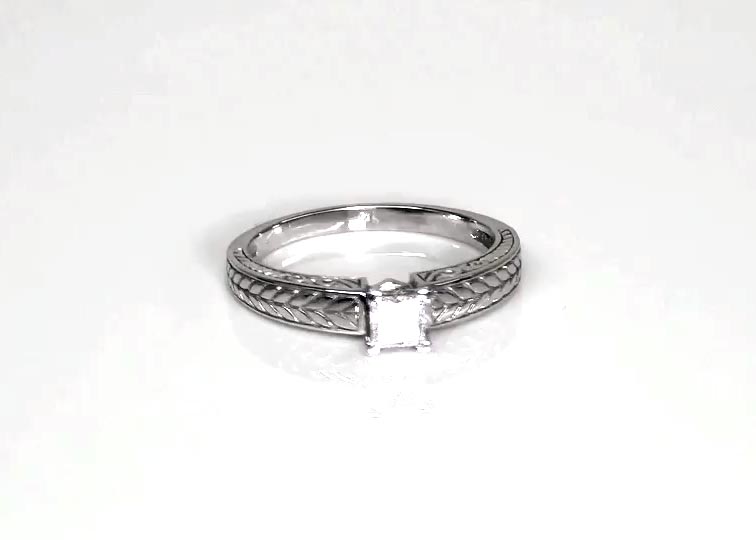 Prong Set Solitaire Antique Diamond Engagement Ring 360° view