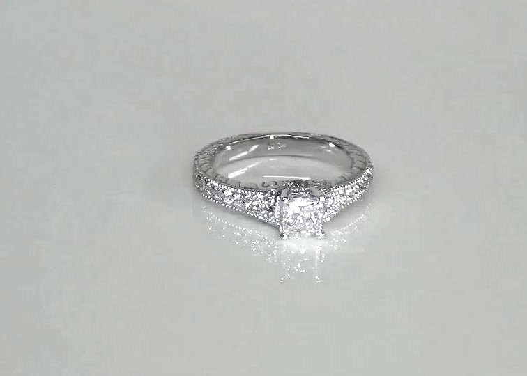 Split Shank Antique Diamond Engagement Ring (0.23 ct. tw.) 360° view