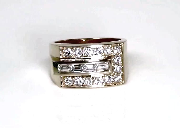 1.02 ct. tw. Channel and Prong Set Diamond Man Ring 360° view