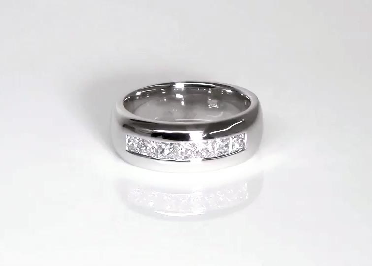 1.19 ct. Princess Cut Channel Set Diamond Man Ring 360° view