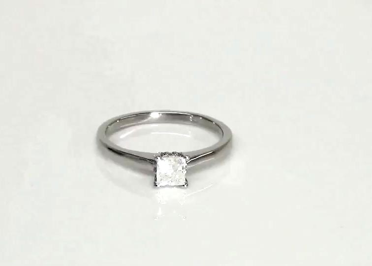Princess Cut Prong Set Diamond Engagement Ring (0.06 t.c.w.) 360° view