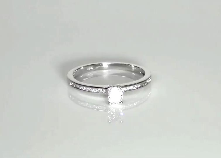 Classic Channel Set Petite Diamond Engagement Ring (0.15 t.c.w.) 360° view