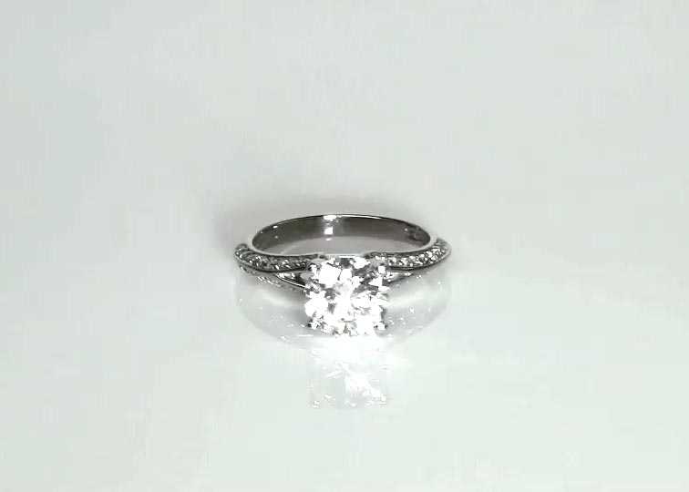 Pave Set Split Shank Diamond Bridal Ring (0.18 t.c.w.) 360° view