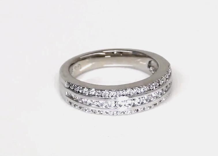 Triple Row Diamond Wedding Ring (0.57 ct. tw.) 360° view