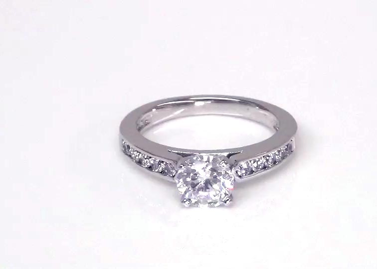 Classic Cathedral Channel Set Diamond Bridal Ring (0.18 ct. tw.) 360° view
