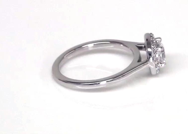 Halo Style Bead Set Diamond Engagement Ring  360° view
