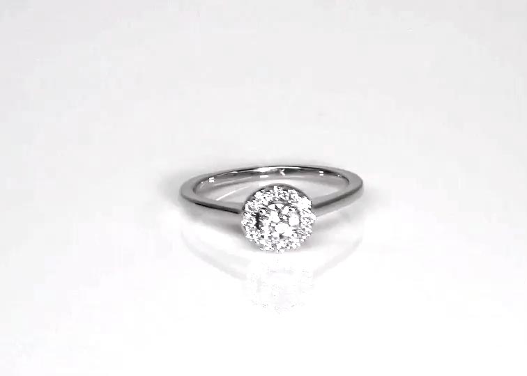 Halo Style Bead Set Diamond Engagement ring  360° view