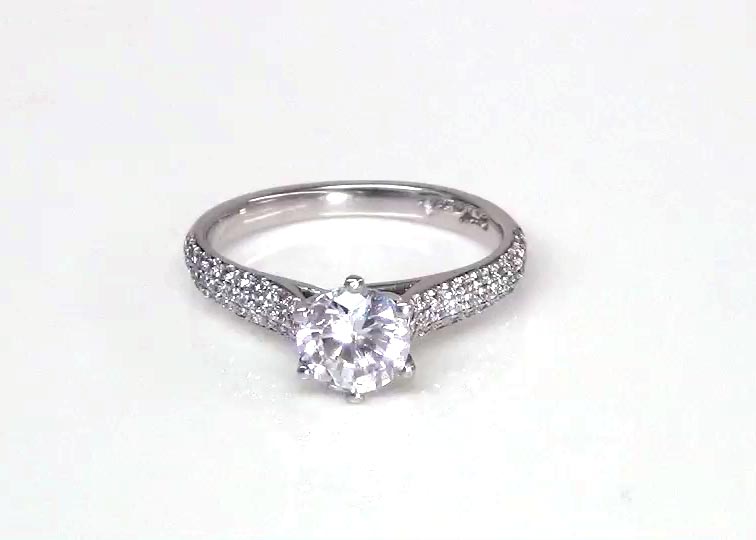 Trellis Center Micro Pave Engagement ring 360° view