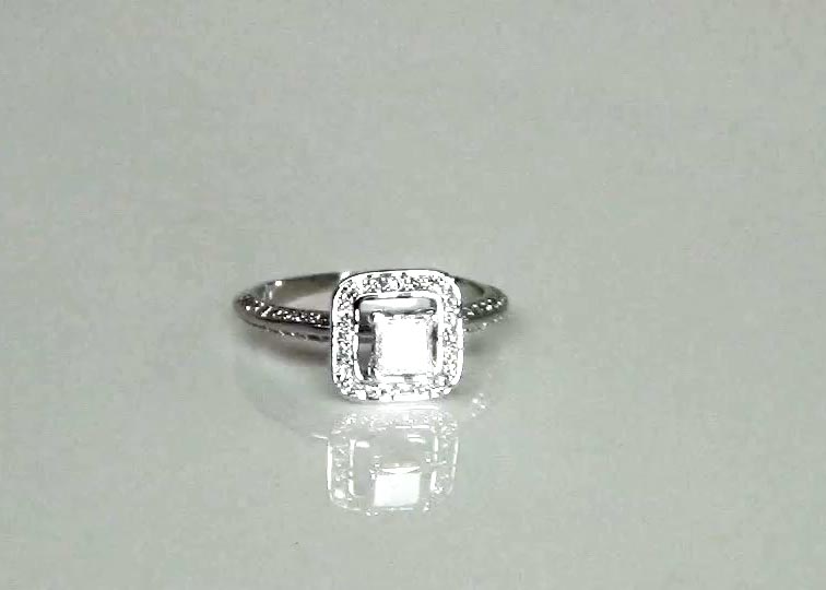 Knife Edge Square Center Halo Diamond Engagement Ring (0.36 ct. tw.) 360° view