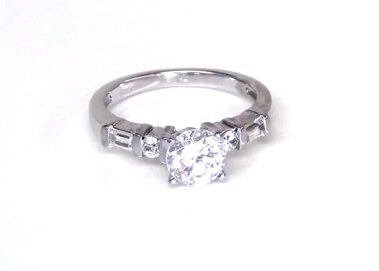 Baguette and Round Diamond Engagement Ring (0.42ct. tw.) 360° view