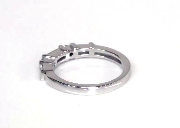 Round and Baguette Combination Bar Set Diamond Bridal Ring (0.60 ct. tw.) 360° view