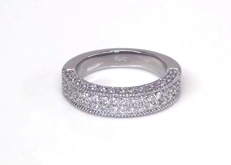 Fancy Double Row Diamond Wedding Ring (1.05 ct. tw.) 360° view