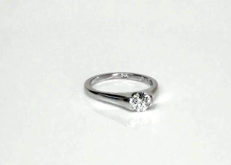 Half Bezel Contemporary Solitaire Engagement Ring  360° view