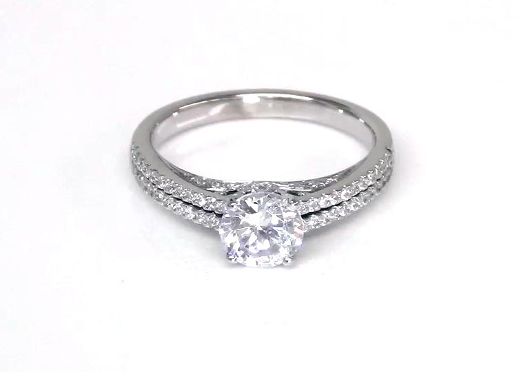 Split Shank With Scroll Work Diamond Engagement Ring (1/3 ct. tw.) 360° view