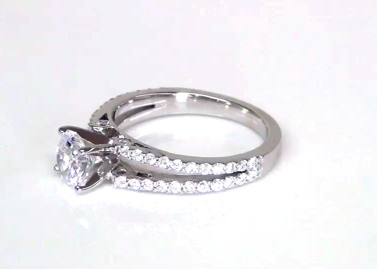 Split Shank Shared Bead Set Diamond Engagement Ring (1/2 ct. tw.) 360° view