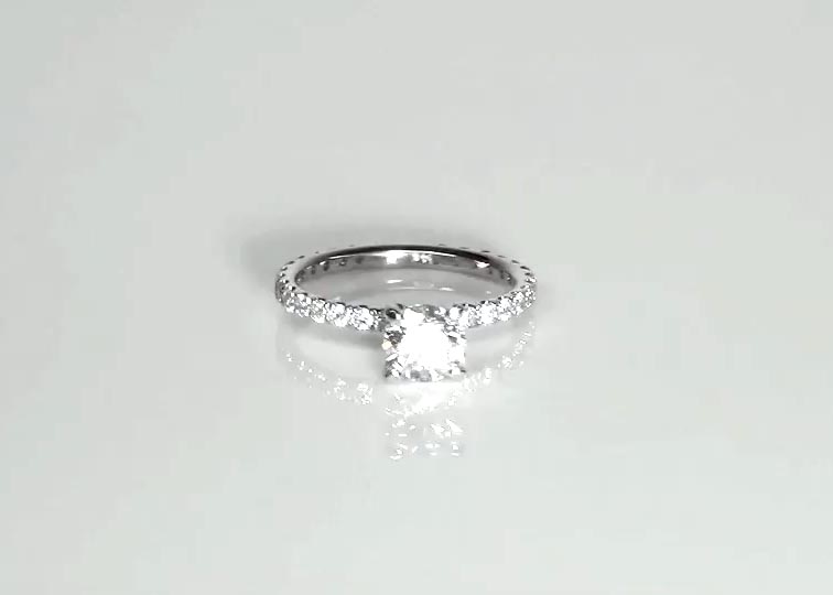 Contemporary Micro Pave Set Diamond Engagement Ring (1/2 ct. tw.) 360° view