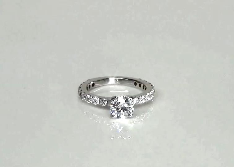 Contemporary Micro Pave Set Diamond Engagement Ring (3/4 ct. tw.) 360° view