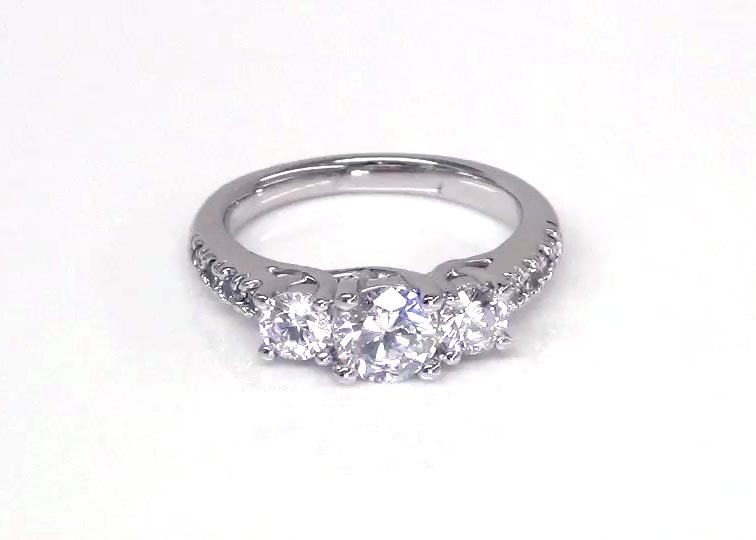 Trellis Setting Three Stone Diamond Engagement Ring (0.70ct. tw. ) 360° view