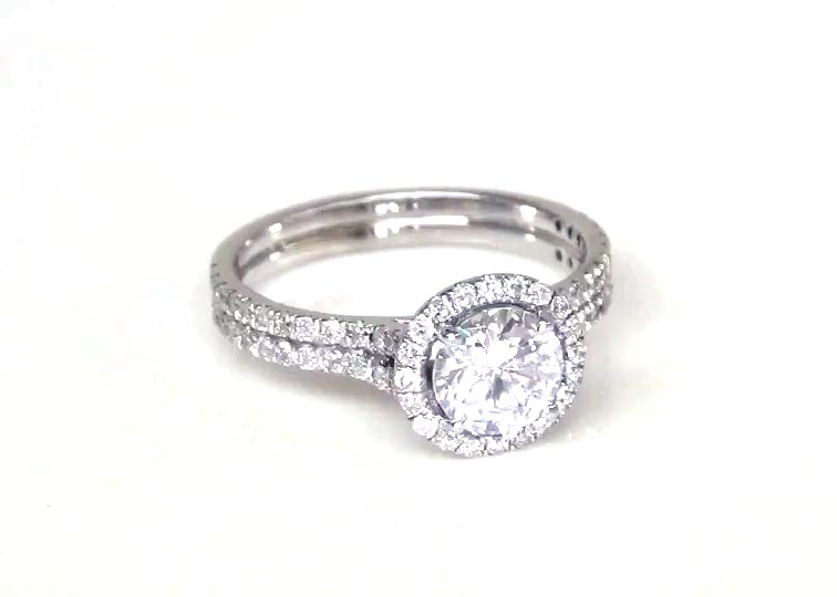 Micro Pave Set Halo Diamond Engagement Ring (3/4 ct. t.w) 360° view