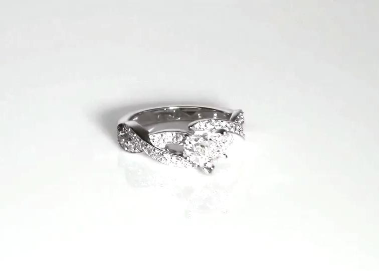Infinity Shank Pave Set Diamond Engagement Ring (0.54ct. tw.)  360° view