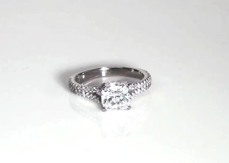 Split Shank Pave Set Contemporary Engagement Ring (1/2 ct. tw.) 360° view